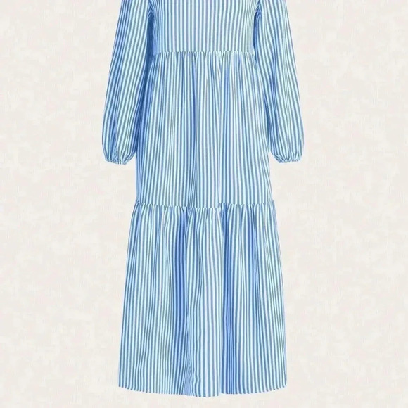 Blue Casual Women's Striped Printed Daily Dress - Picture 3 of 5